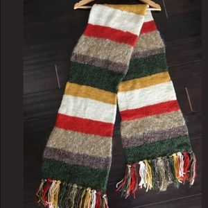 Chunky Large Striped Green Orange Yellow Scarf